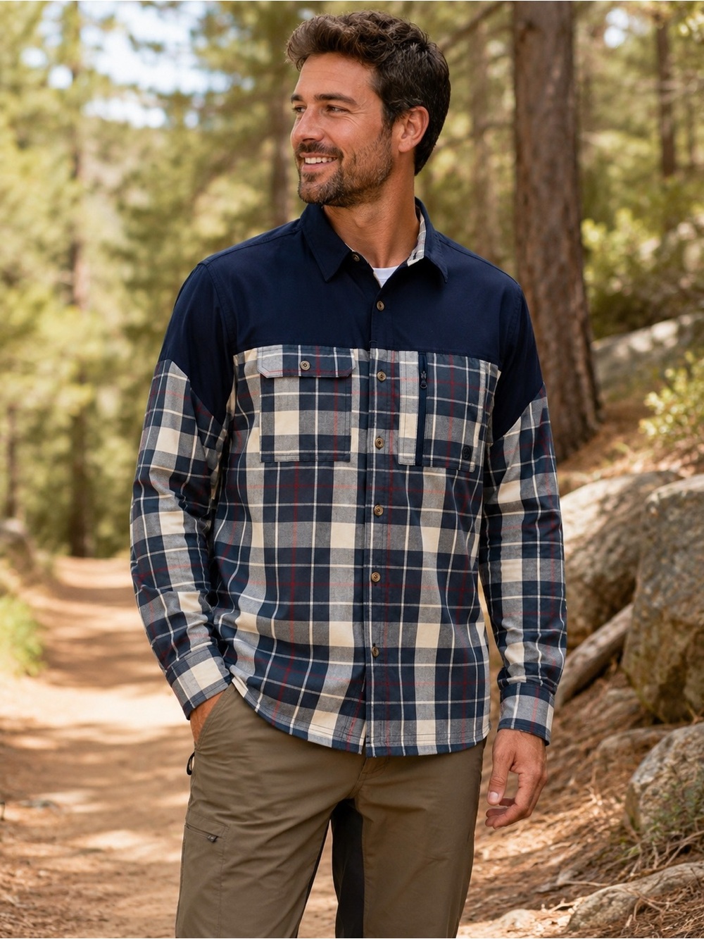 Wrangler ATG Plaid Utility Shirt Medium